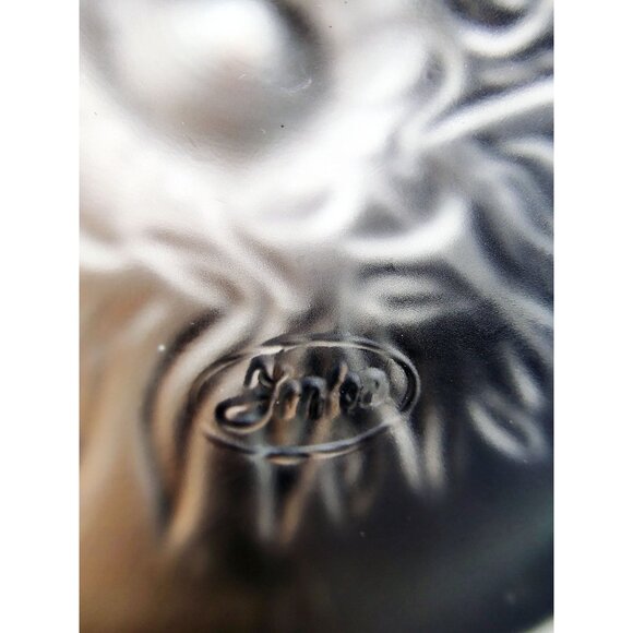 Bud Vase Fenton Satin Glass Lion Head Frosted Clear Crystal Signed Vintage Retro - Picture 3 of 15